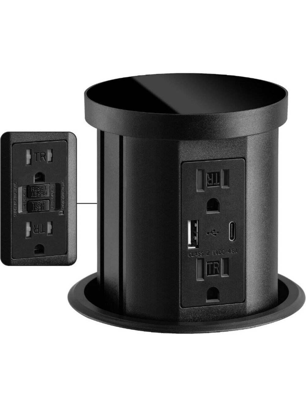 4.3” Pop Up Outlet for Countertop with 2 USB Ports, ETL Listed, Space-Saving